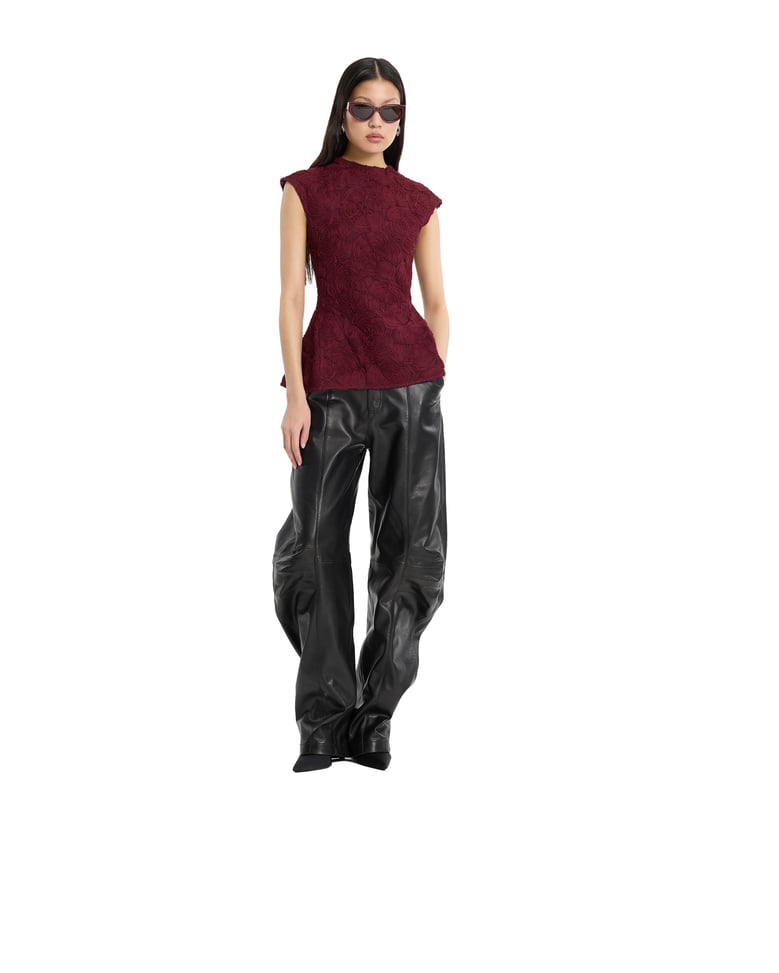 leather cargo trousers black by Selfnex