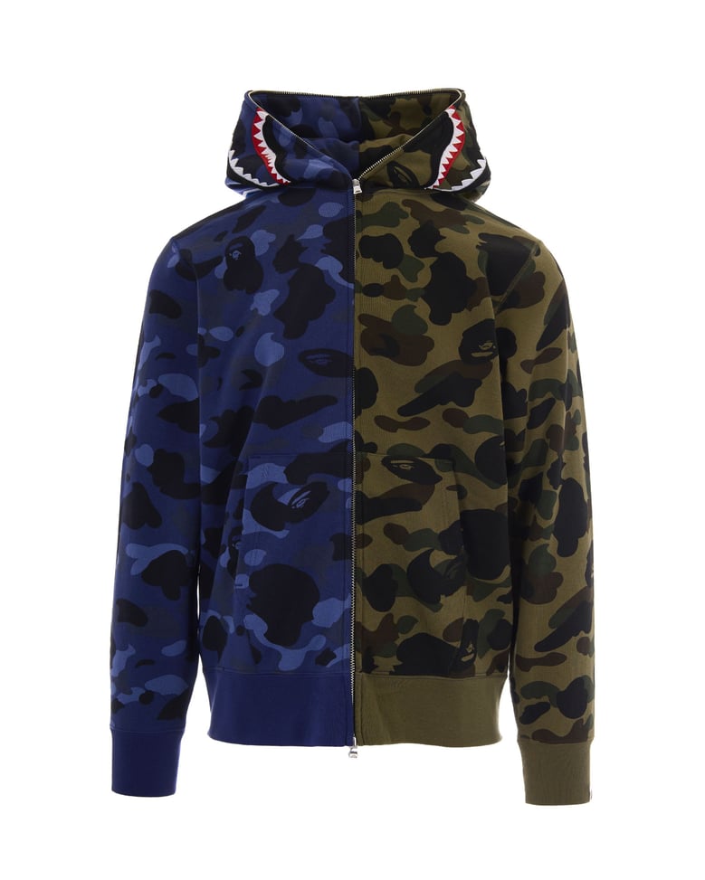 sweatshirt split camo shark full zip navy by Selfnex