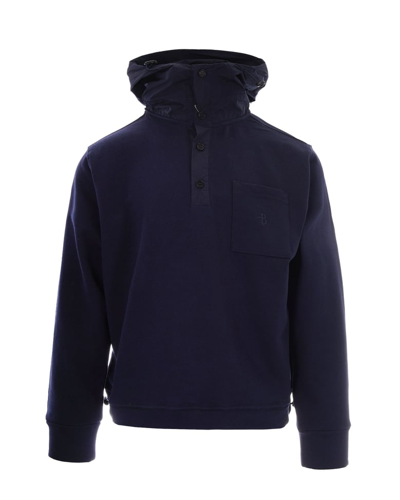 hooded technical sweatshirt navy by Selfnex