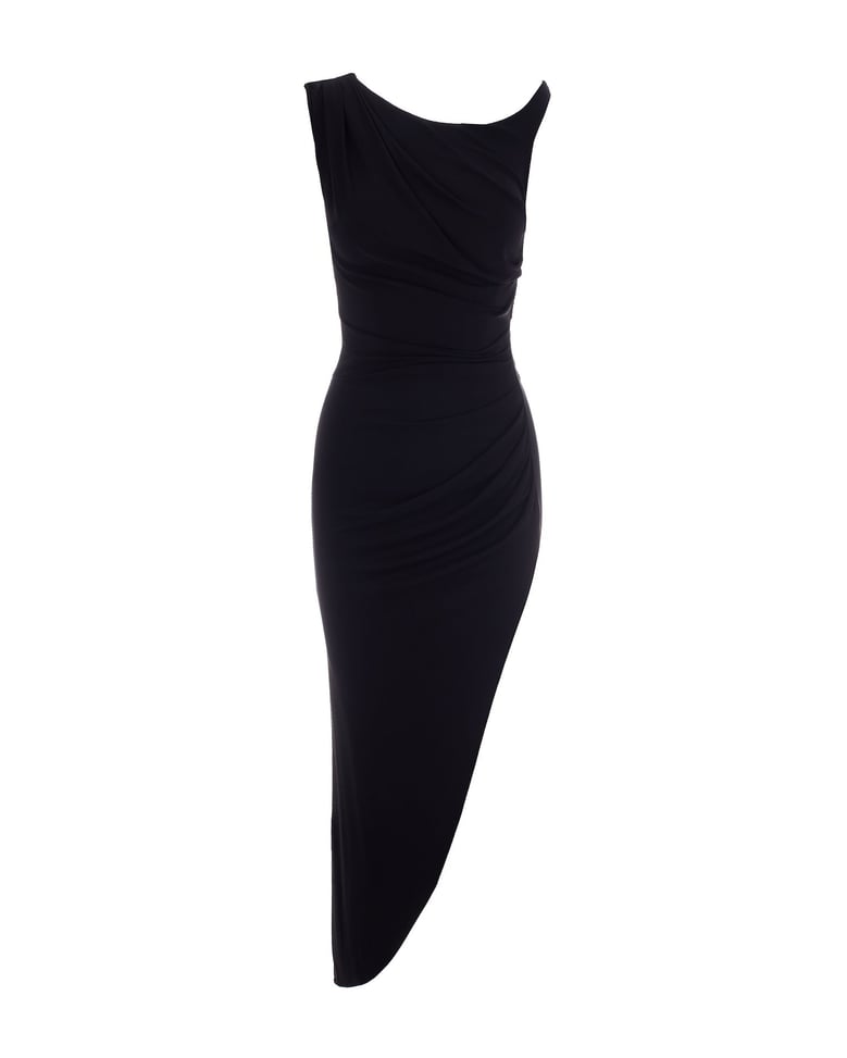 dress one-shoulder jersey crêpe black by Selfnex
