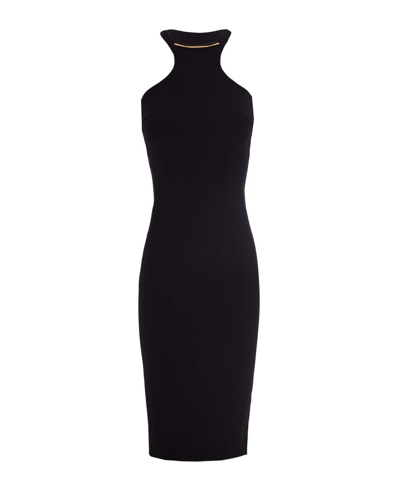 longuette dress with gold detail, black by Selfnex
