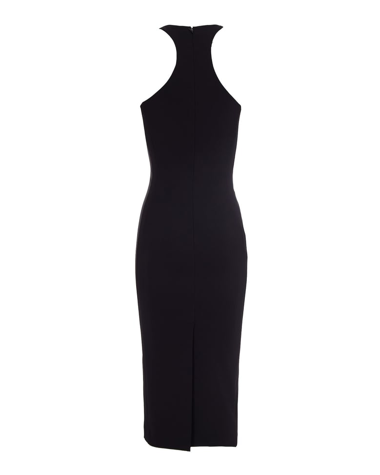 longuette dress with gold detail, black by Selfnex