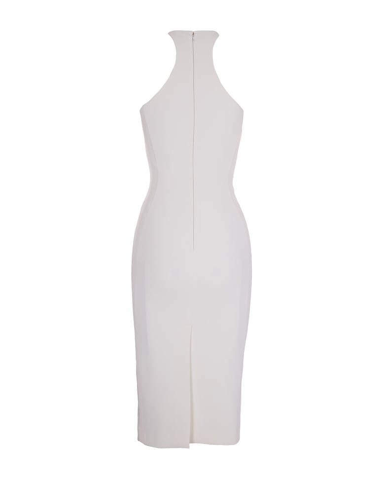 longuette dress ivory with gold detail by Selfnex
