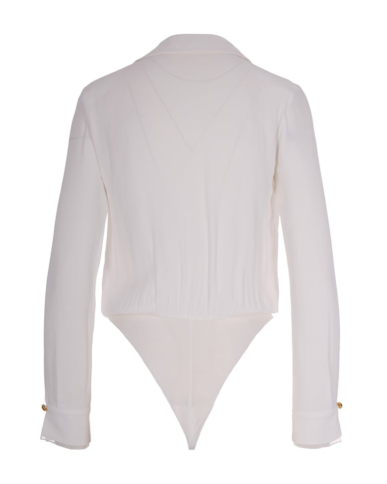 bodysuit in georgette ivory by Selfnex
