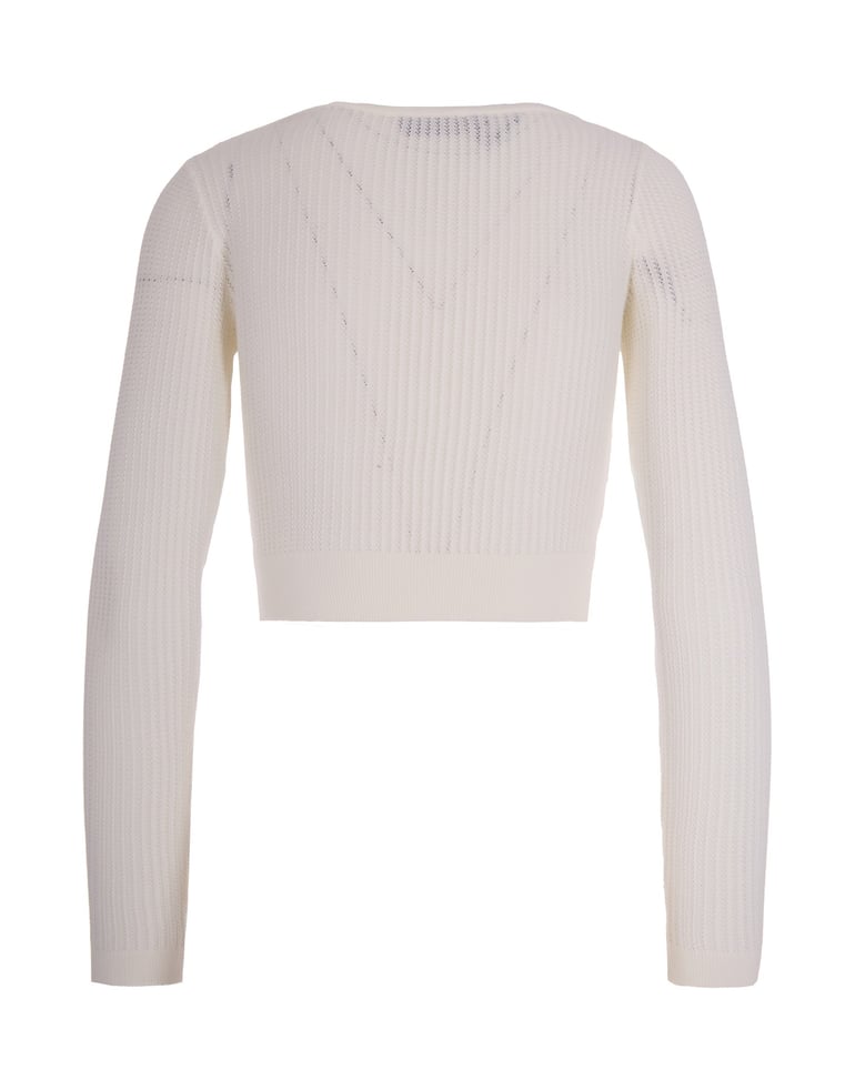 knit top logo print ivory by Selfnex