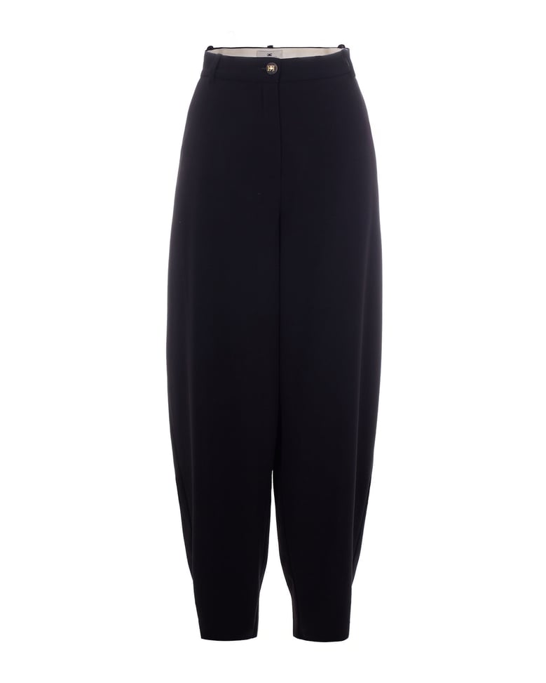 trousers in lightweight crepe black by Selfnex