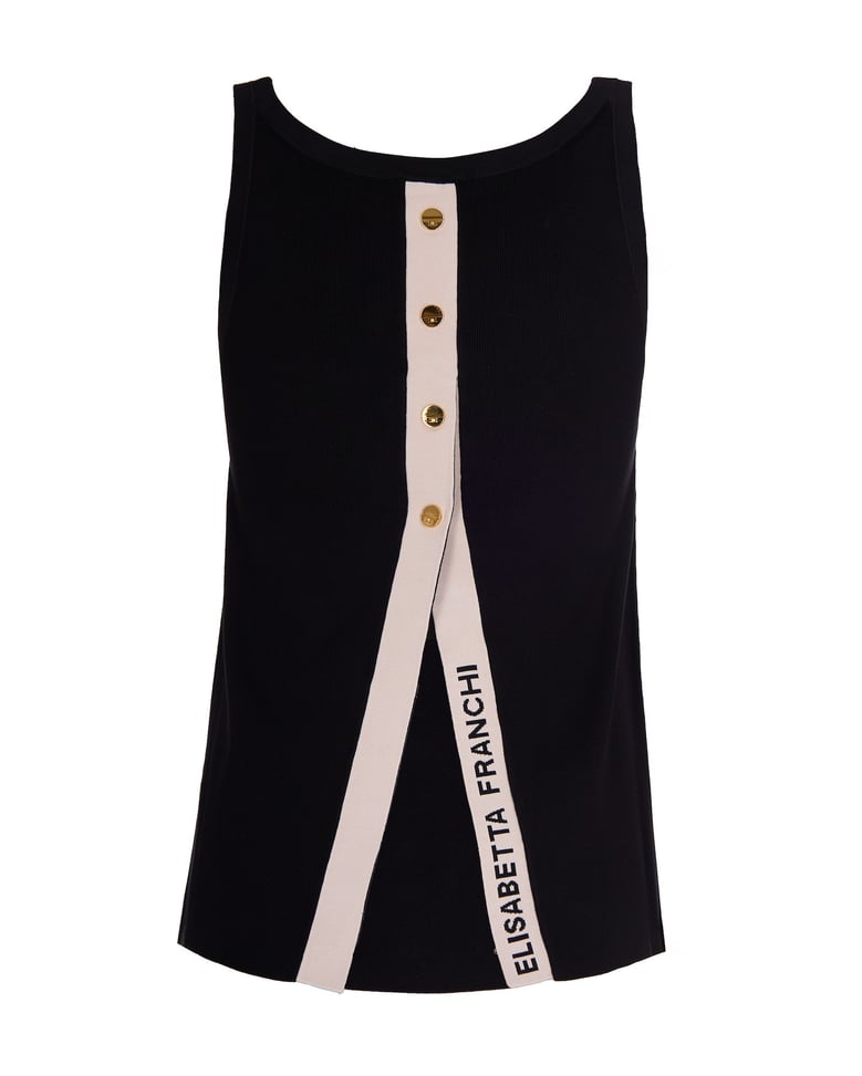 sleeveless knit top black/butter by Selfnex