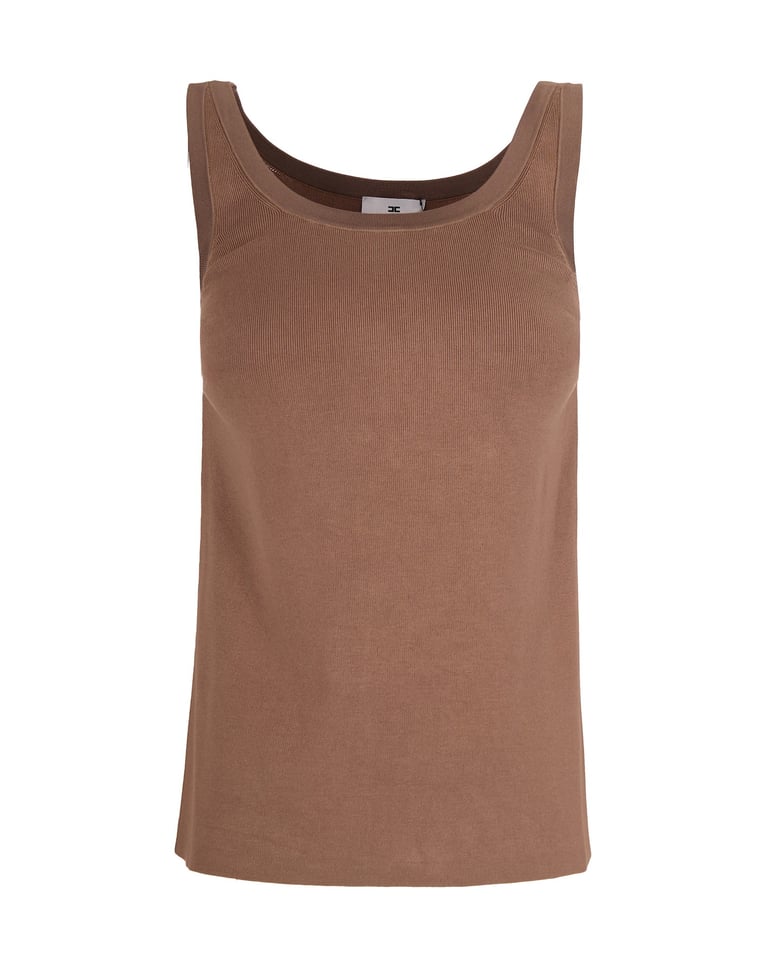 sleeveless knit top clay/butter by Selfnex