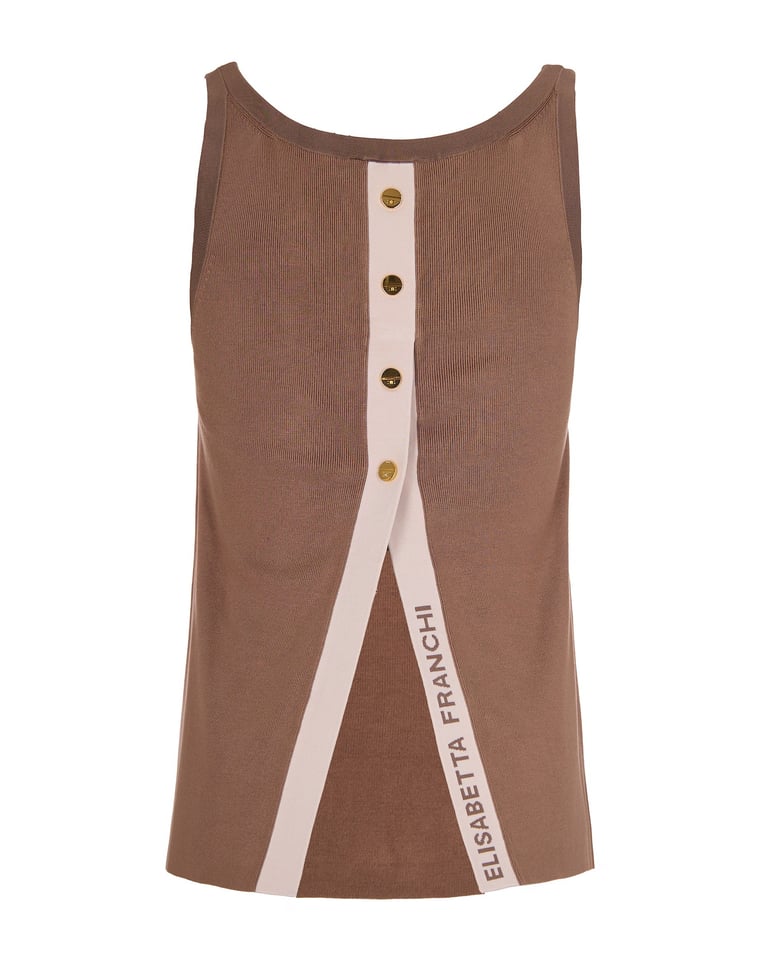 sleeveless knit top clay/butter by Selfnex