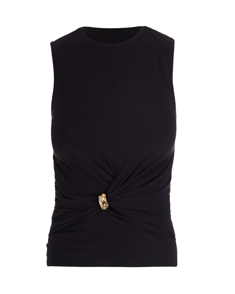 sleeveless jersey top black by Selfnex