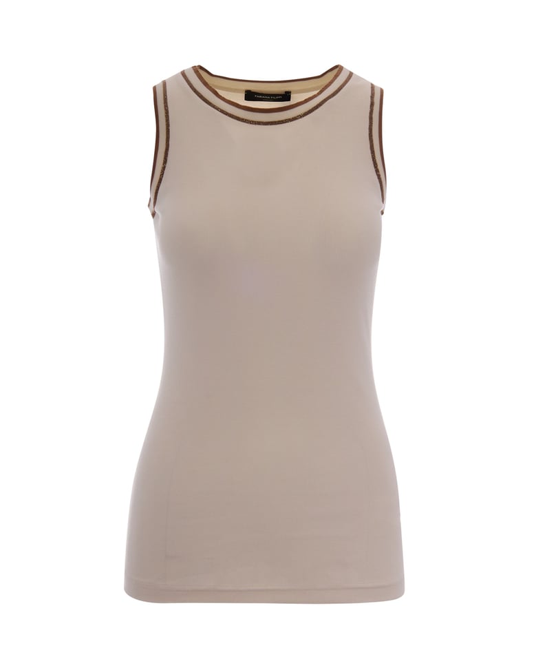 tank top ribbed jersey cream/taupe by Selfnex