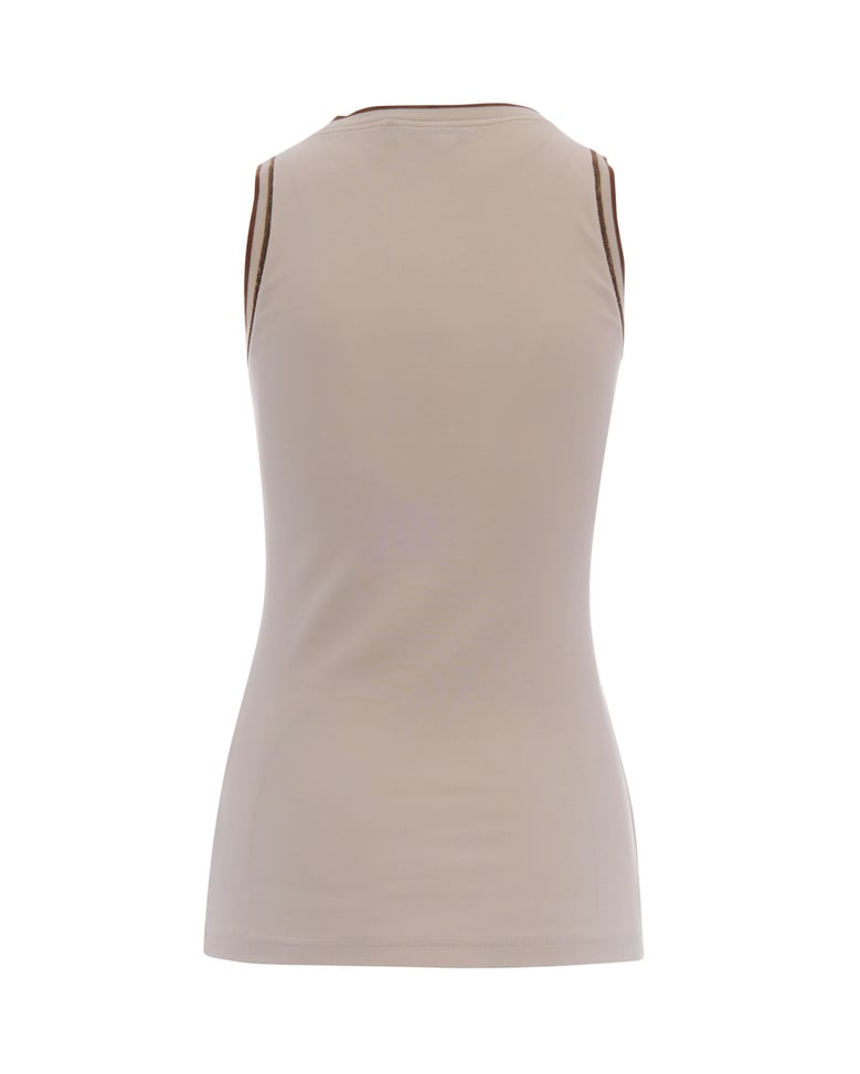 tank top ribbed jersey cream/taupe by Selfnex
