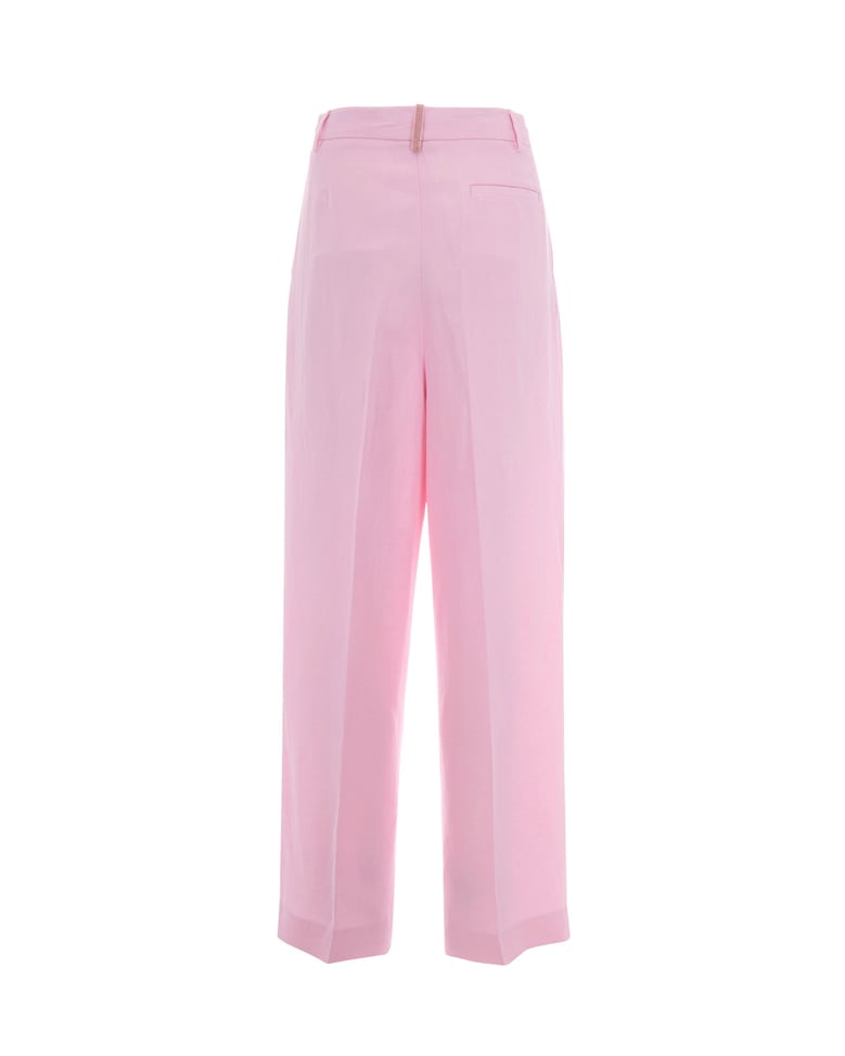 trousers fluid linen-viscose petal pink by Selfnex