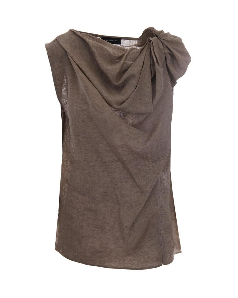 top knot-neck linen dove grey by Selfnex