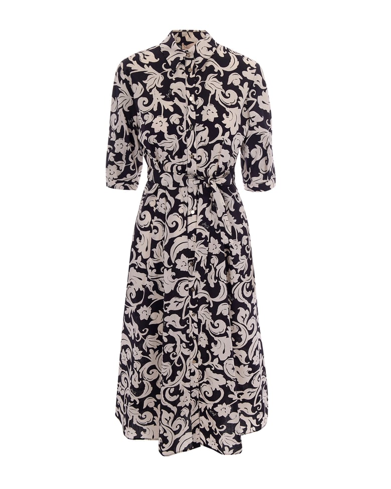 midi poplin dress black/white by Selfnex