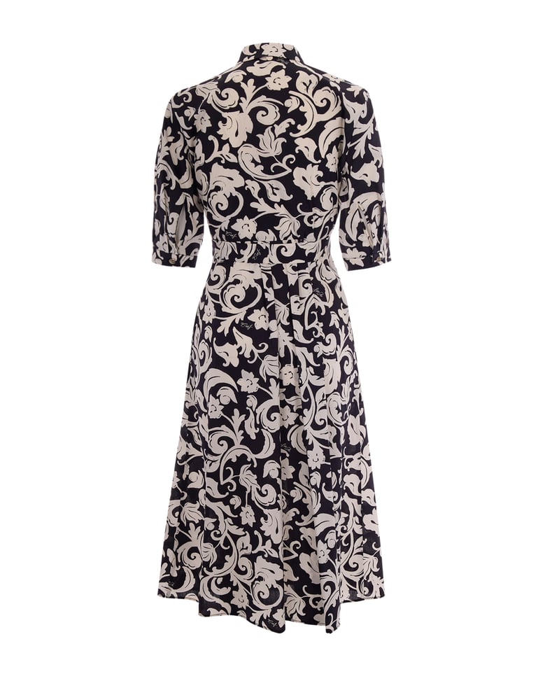 midi poplin dress black/white by Selfnex