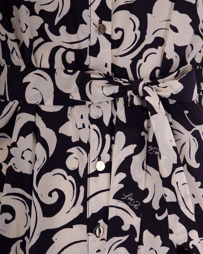 midi poplin dress black/white by Selfnex