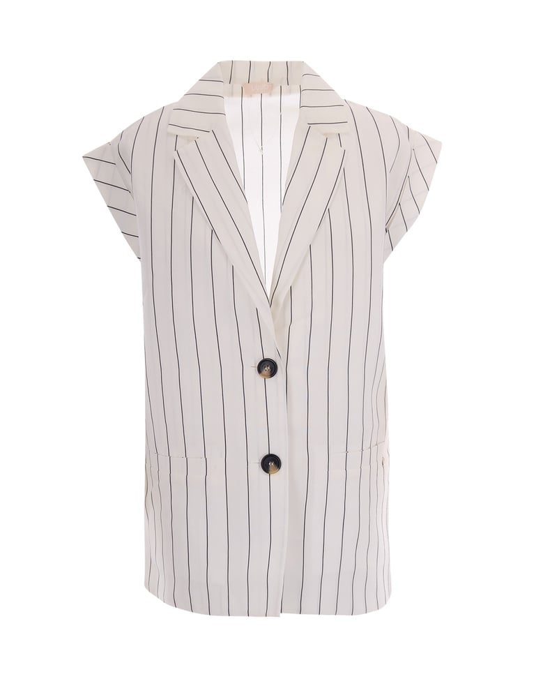 gilet lyocell-linen white/black by Selfnex