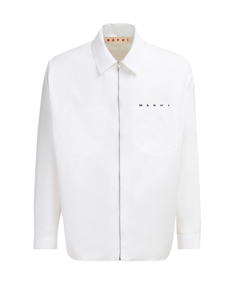 long-sleeve zip shirt lily white by Selfnex
