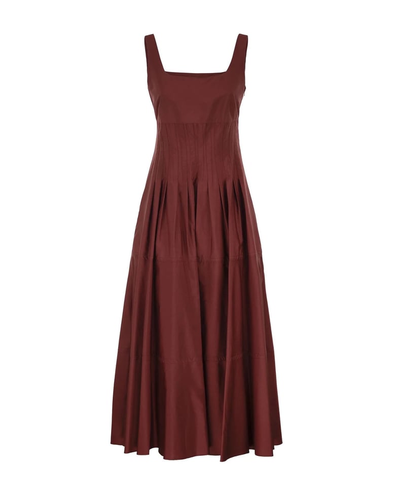 sleeveless poplin dress brick red by Selfnex