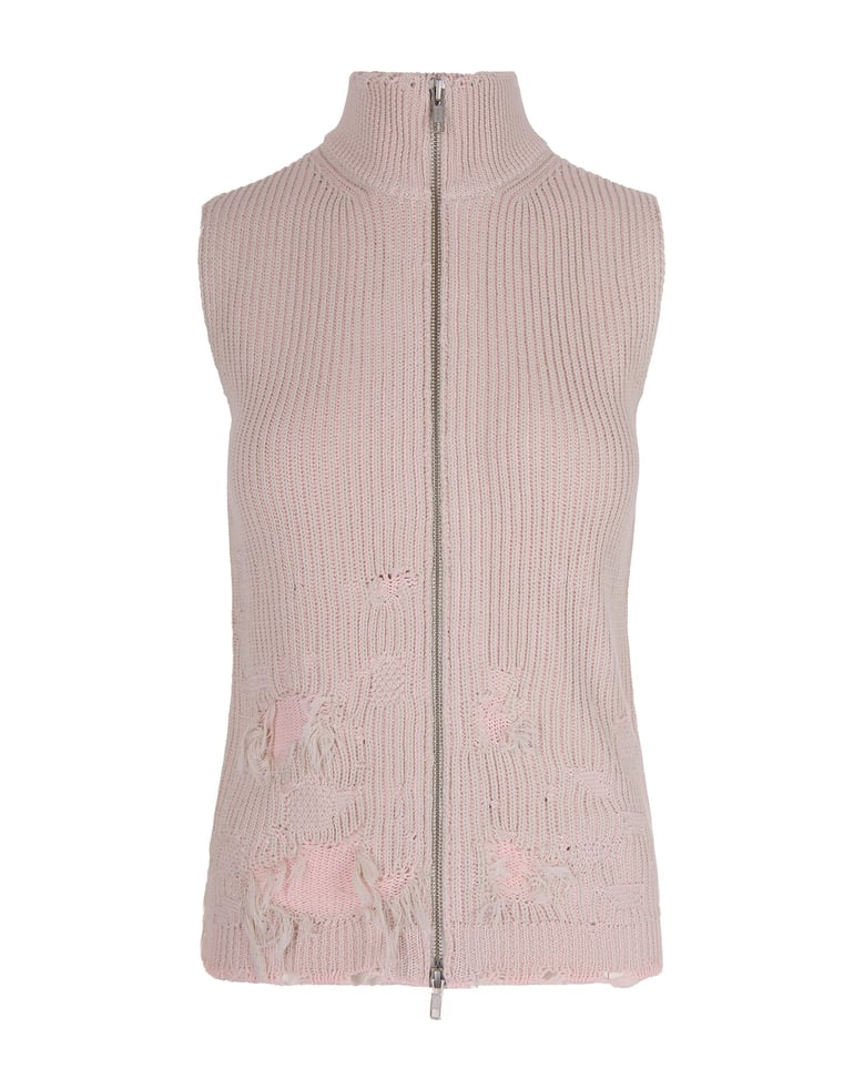 ribbed knit gilet light grey-rose by Selfnex