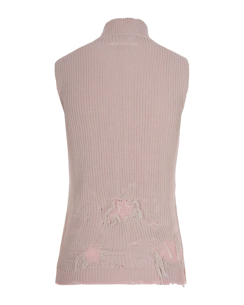 ribbed knit gilet light grey-rose by Selfnex