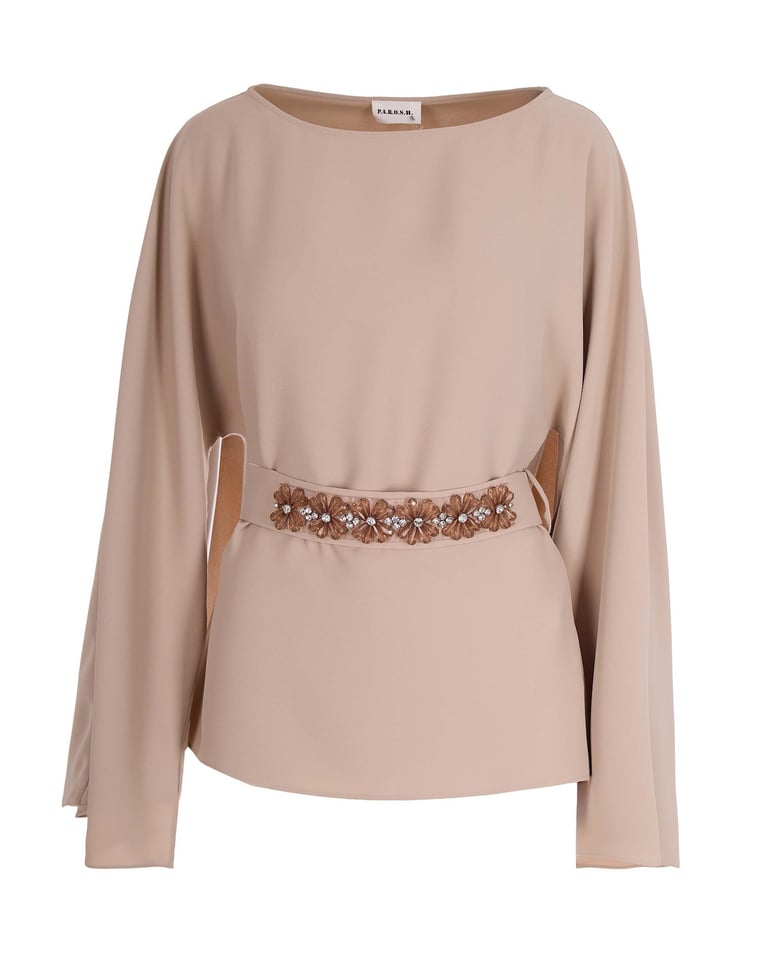 blouse cintura ricamo beige by Selfnex