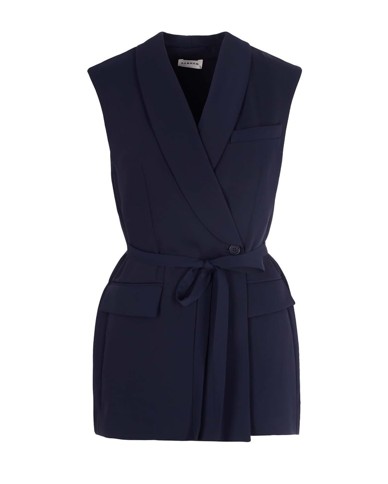 gilet with belt blue by Selfnex