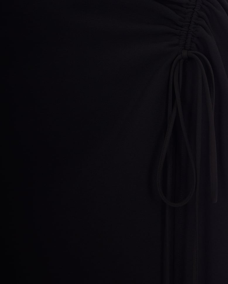 midi dress arricciato in twill black by Selfnex