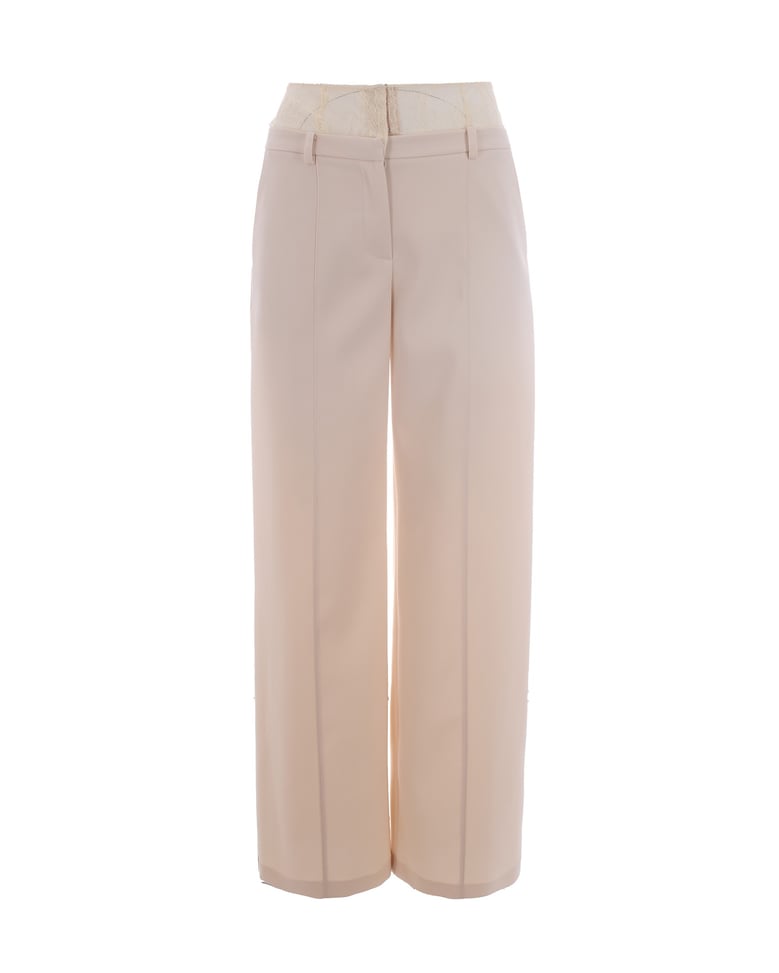 palazzo trousers lace waist warm ivory by Selfnex