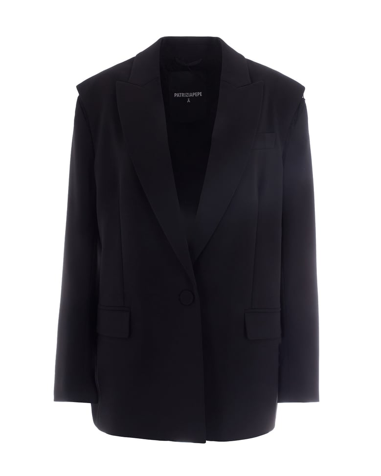 blazer in crepe black by Selfnex