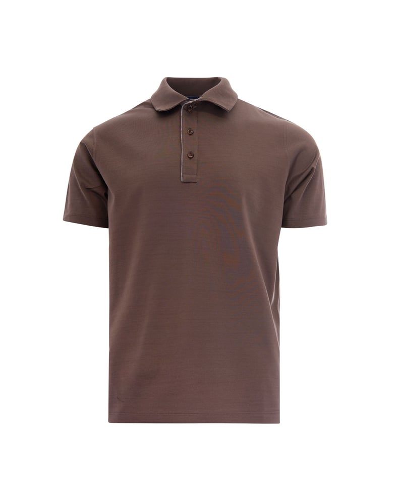 polo shirt double jersey brown by Selfnex