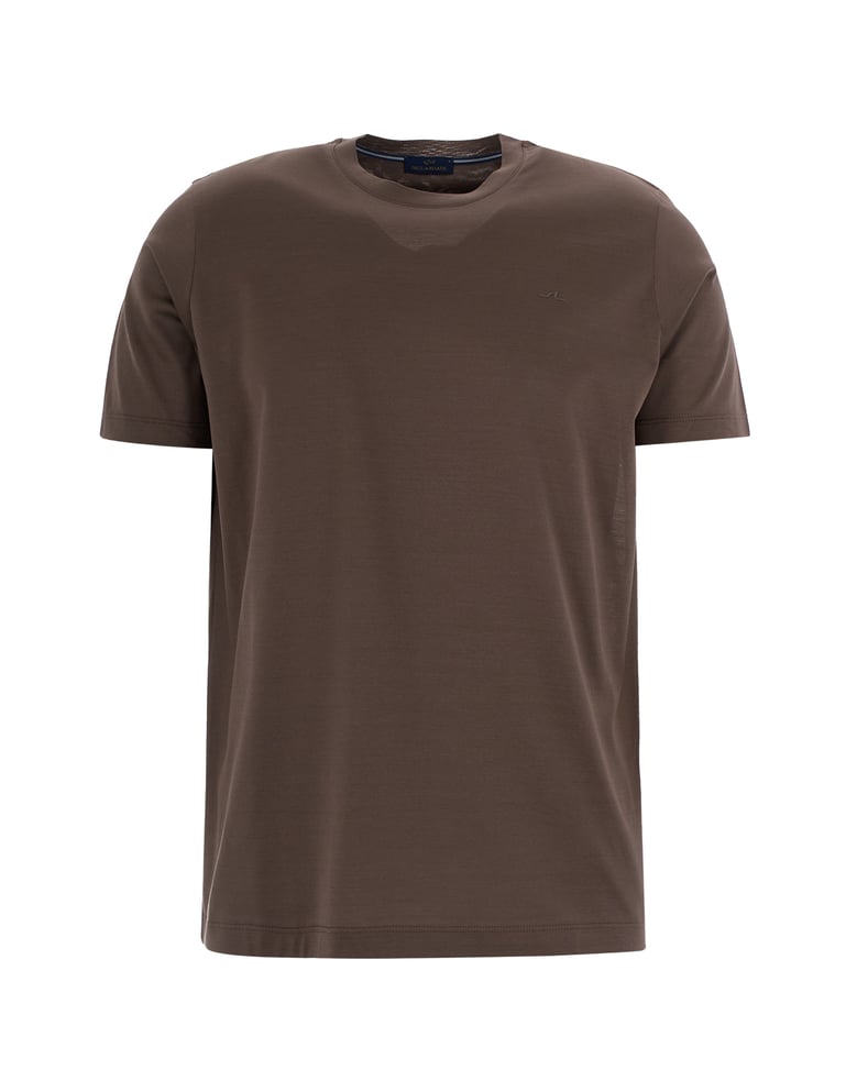t-shirt ricamo tabacco brown by Selfnex