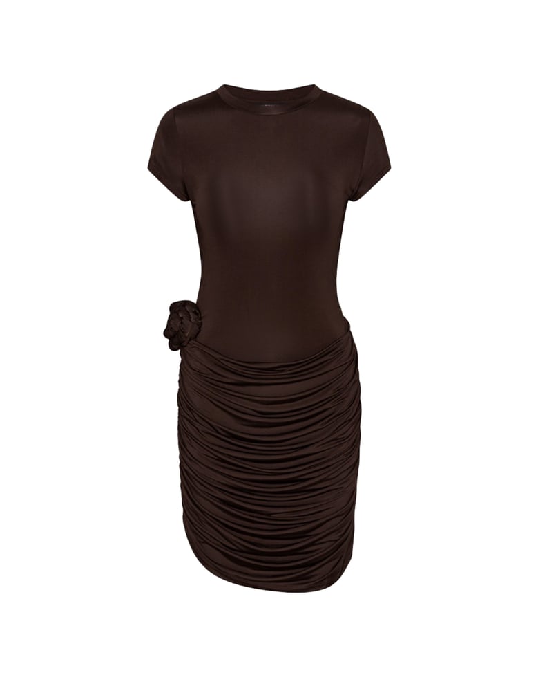 mini dress draped chicory coffee by Selfnex
