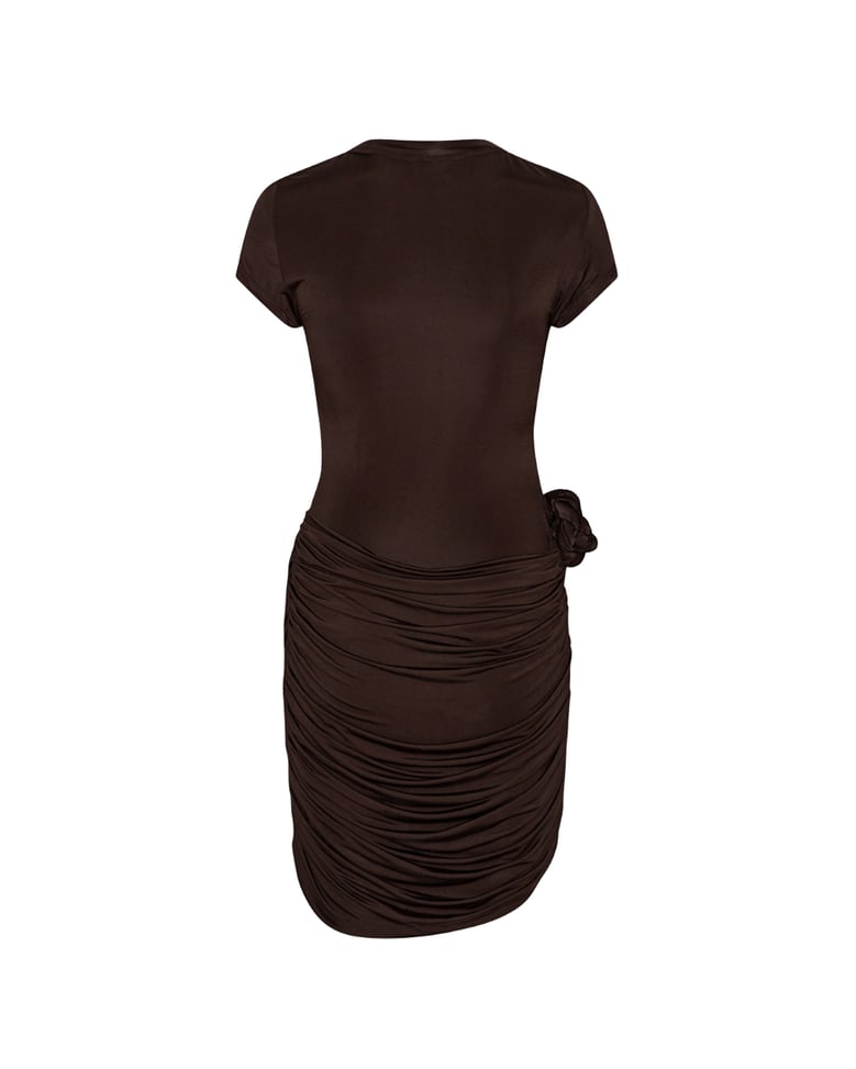 mini dress draped chicory coffee by Selfnex