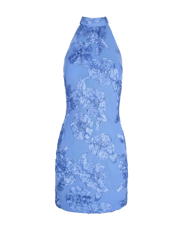 dress beaded halterneck hydrangea blue by Selfnex