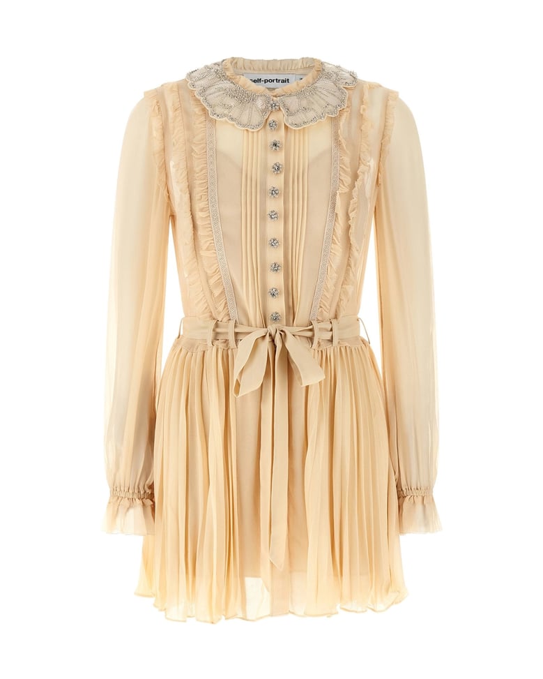 mini pleated shirtdress tan by Selfnex