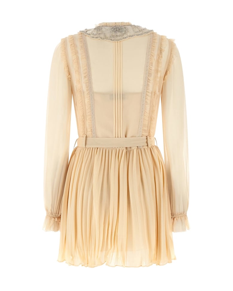 mini pleated shirtdress tan by Selfnex