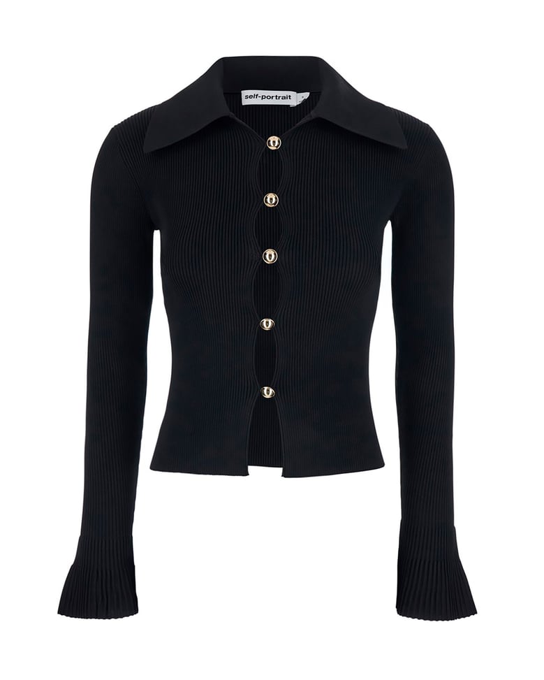 cardigan with gold buttons, black by Selfnex