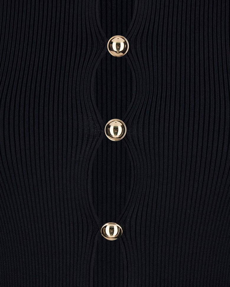 cardigan with gold buttons, black by Selfnex