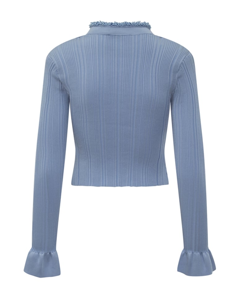 cardigan pearl-trim blue by Selfnex