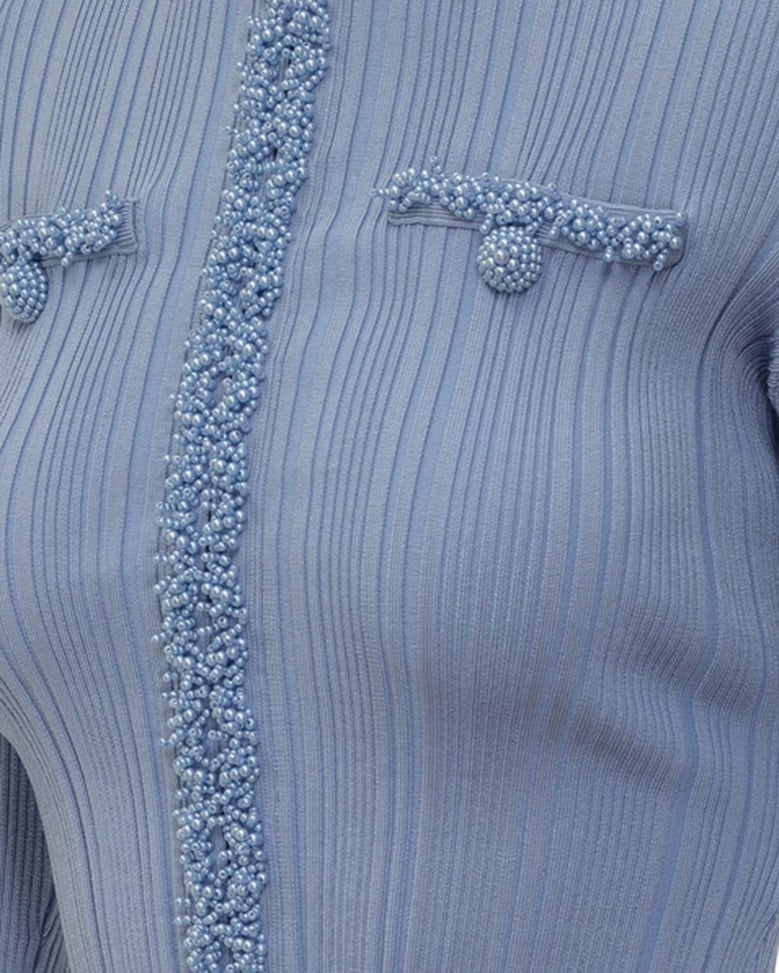 cardigan pearl-trim blue by Selfnex