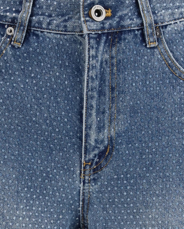 jeans straight with strass, blue by Selfnex