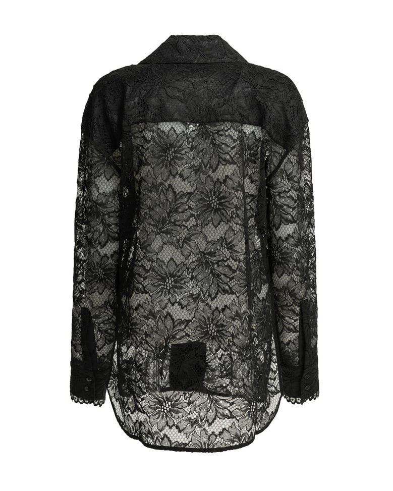 shirt floral lace black by Selfnex