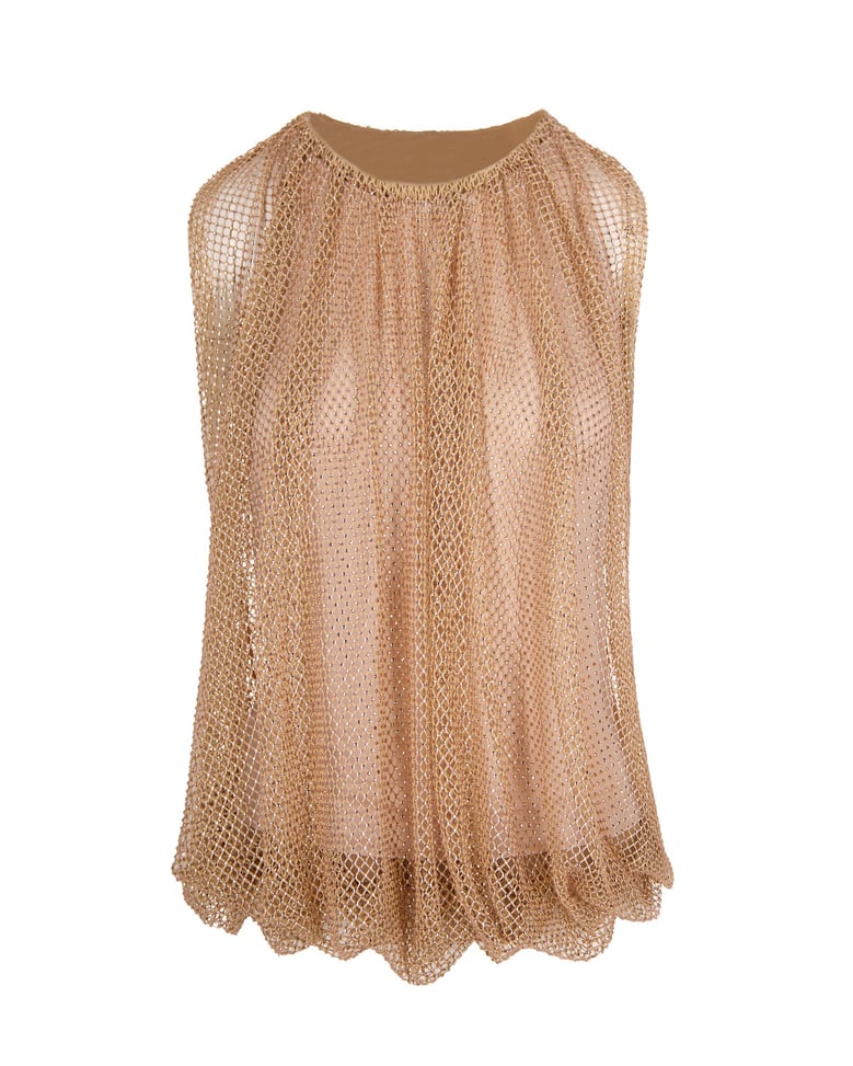 mesh top with crystals camel by Selfnex