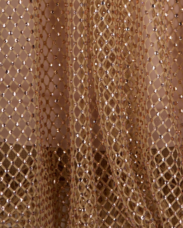 mesh top with crystals camel by Selfnex