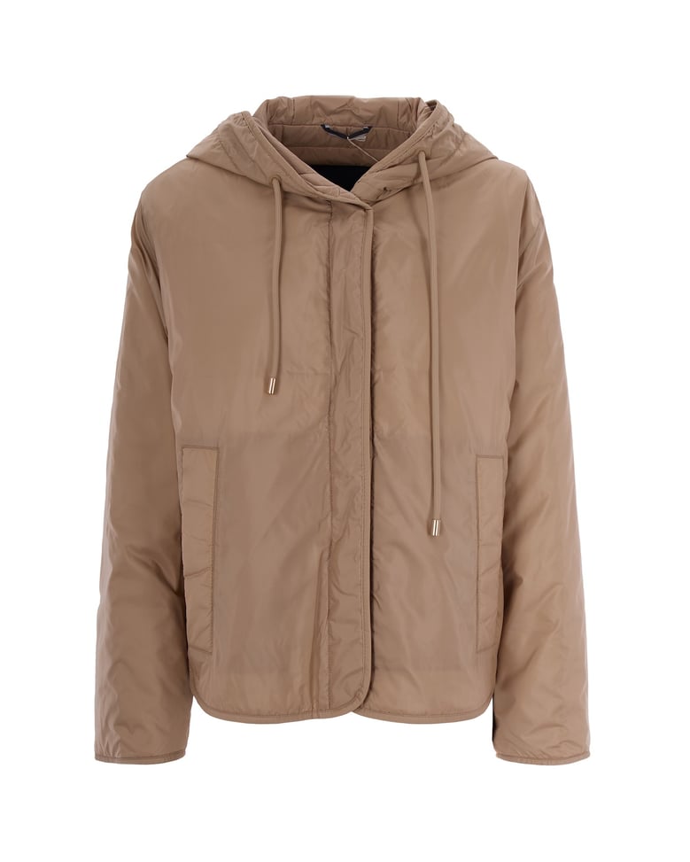 hooded puffer jacket beige by Selfnex